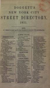 Doggett's New York City Street Directory, for 1851