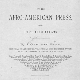 Cover page of the report Afro American press. Words typed on white paper.