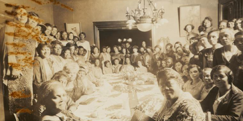 Mary McLeod Bethune, Ida B. Wells, Nannie Burroughs, and other women at Baptist Women's gathering, Chicago