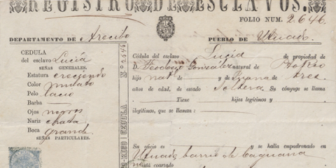 A document showing a person was enslaved to another person